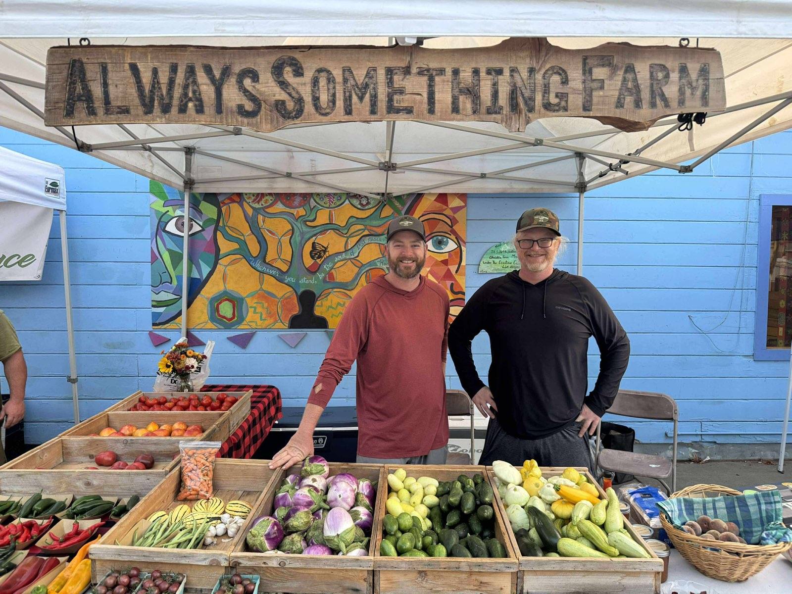 Always Something Farm's booth at the farmers market